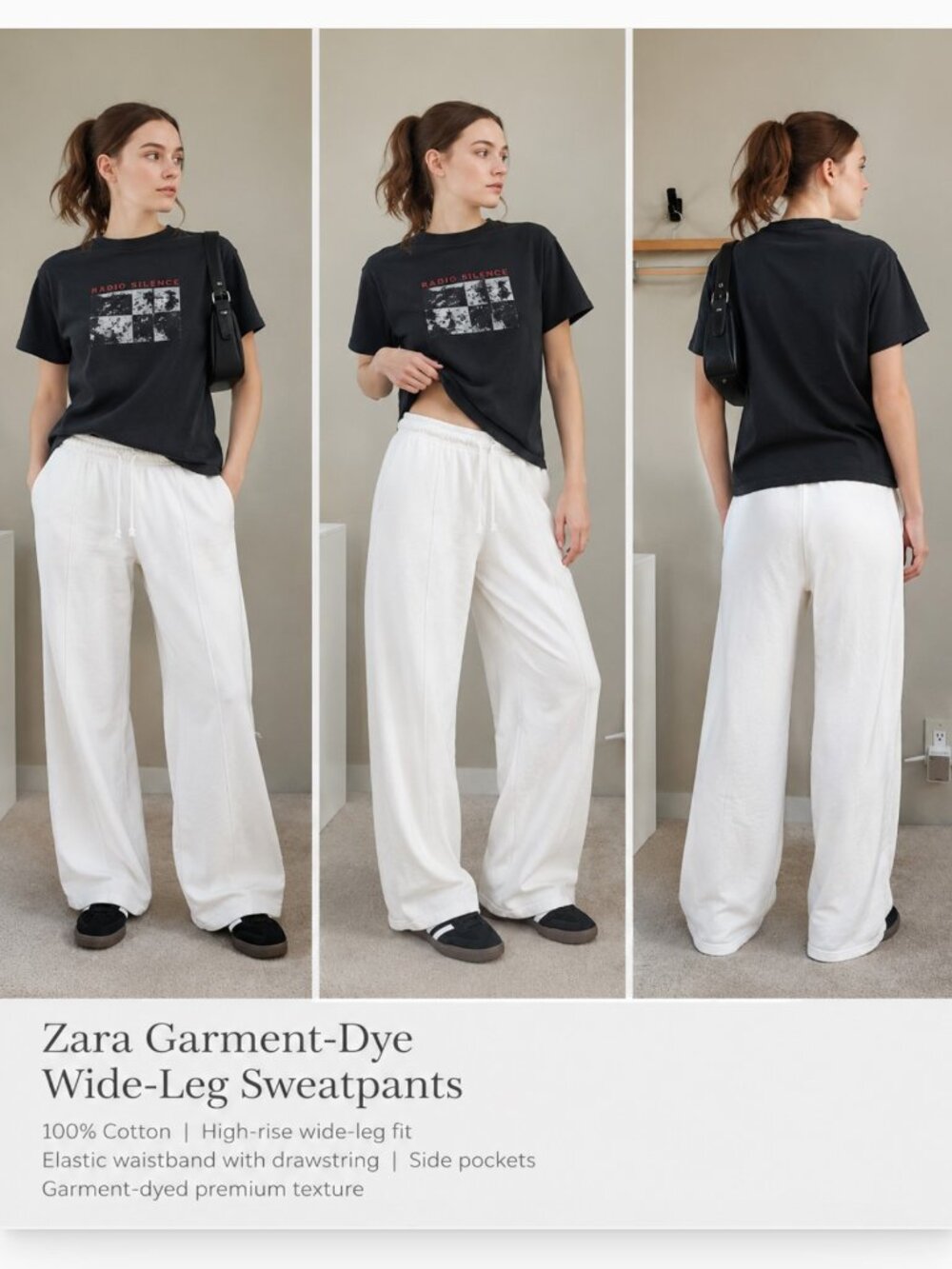 Zara Garment-Dye Wide-Leg Sweatpants